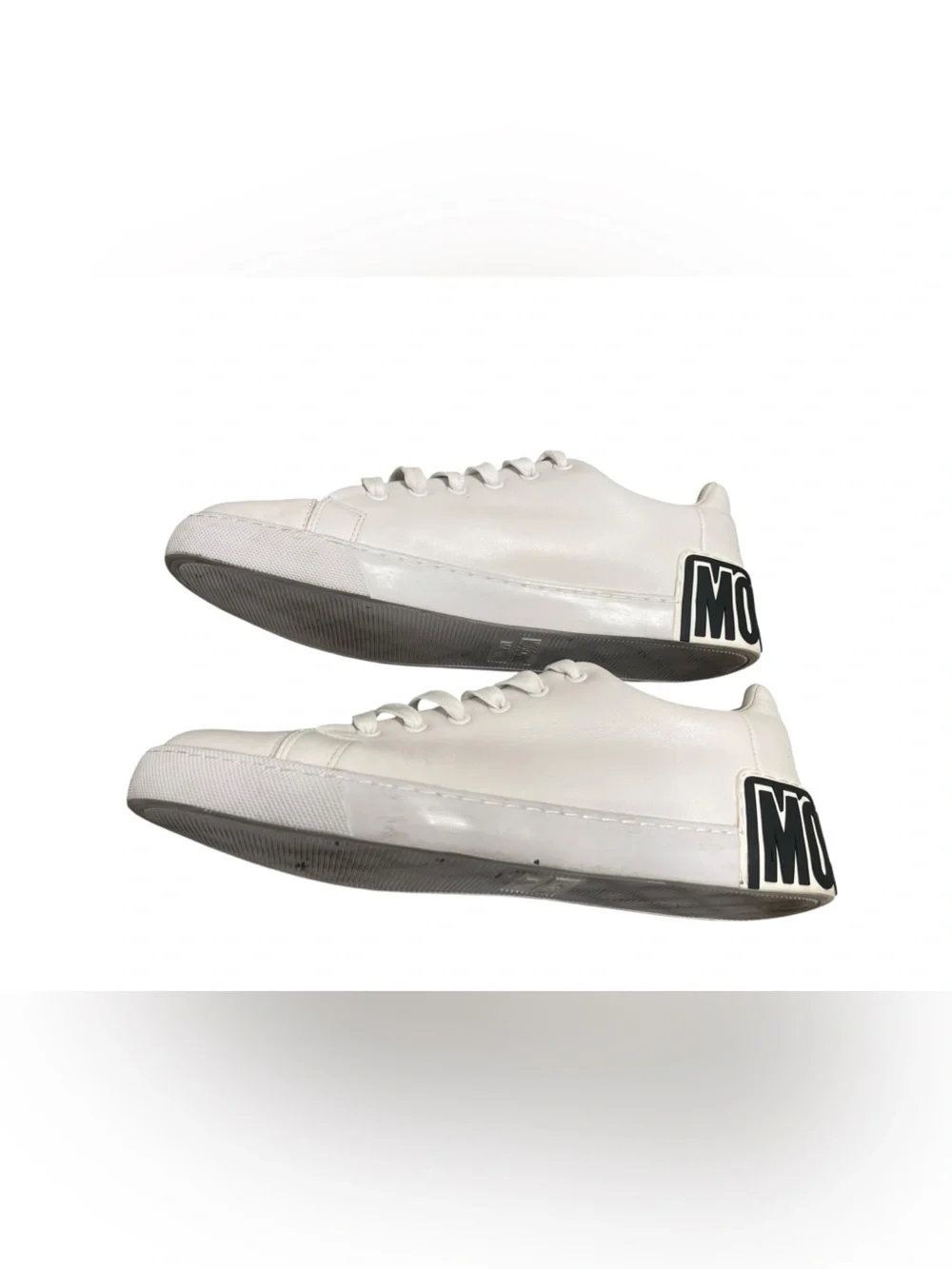 Moschino Couture Milano Men's White Leather Large Logo Sneakers EU 43 US 10